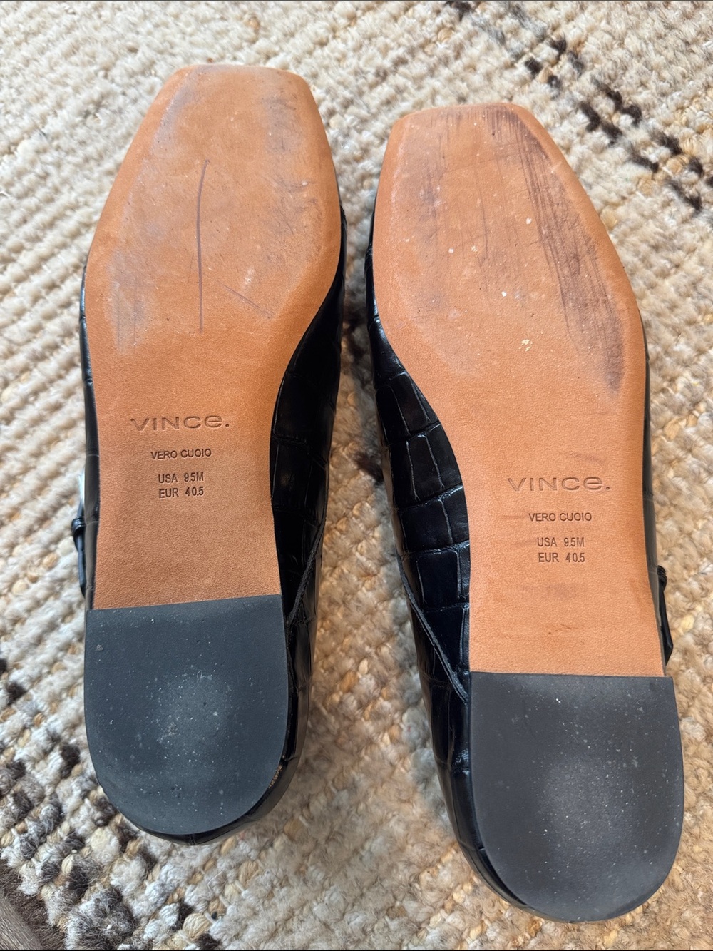 Vince Black Croc-Embossed Mary Jane Flats with Buckle - Picture 4 of 5